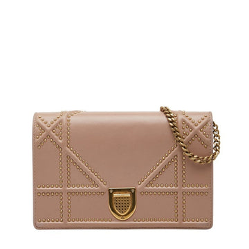 Christian Dior Pink Beige Leather Shoulder Bag ()
