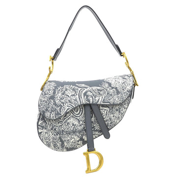 Toile De Jouy Saddle Bag Embroidered Canvas Medium
