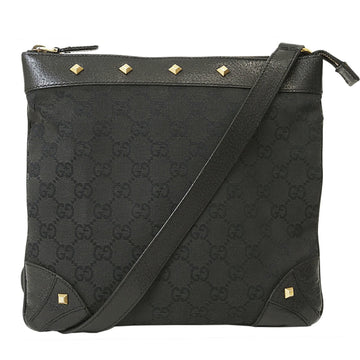 Gucci Gg Canvas Black Canvas Leather Shoulder Bag