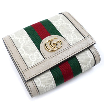 Gucci Beige White Gg Supreme Canvas Leather Wallet (Bi-Fold)