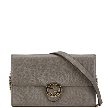 Gucci Gray Leather Chain/Shoulder Wallet