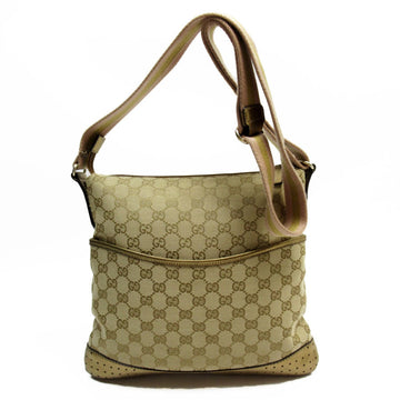 Gucci Beige Gold Pink Canvas Shoulder Bag