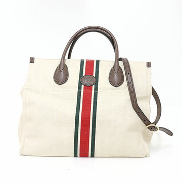 Gucci Sherry Line Brown Ivory Ivory Tote Bag