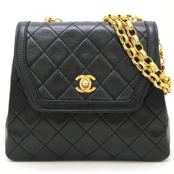 Vintage CC Chain Flap Bag Quilted Leather Small