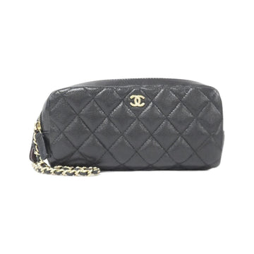 Double Zip Clutch with Chain Quilted Leather