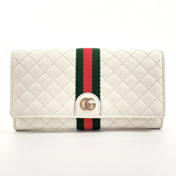 Gucci White Leather Long Wallet (Bi-Fold)