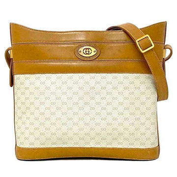 Gucci Beige Brown Gold Pvc Leather Shoulder Bag