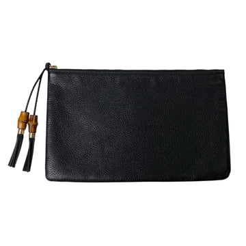Bamboo Zip Pouch Leather Large