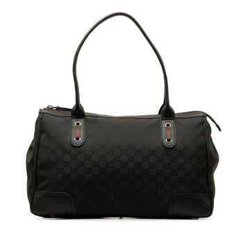 Gucci Black Nylon Leather Handbag Tote Bag