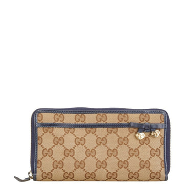 Gucci Beige Navy Canvas Leather Coin Purse/Coin Case