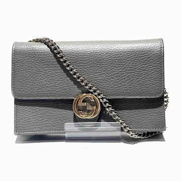 Gucci Gray Leather Chain/Shoulder Wallet