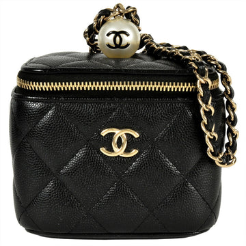 Classic Pearl Vanity Case with Chain Quilted Leather Mini