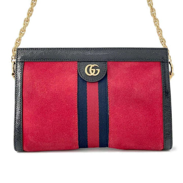 Gucci Black Red Color Suede Pvc Shoulder New 1:1 Bags