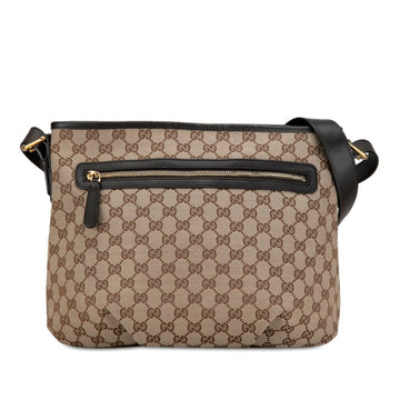 Gucci Beige Brown Canvas Leather Shoulder Bag