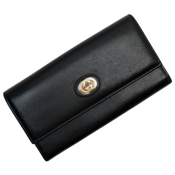 Gucci Black Leather Long Wallet (Bi-Fold)