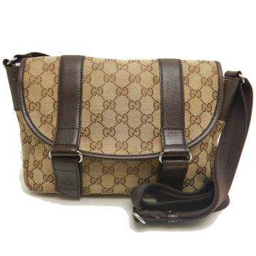 Double Belt Flap Messenger GG Canvas with Perforated Leather Small