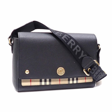 Note Crossbody Bag Leather with Vintage Check Canvas Medium