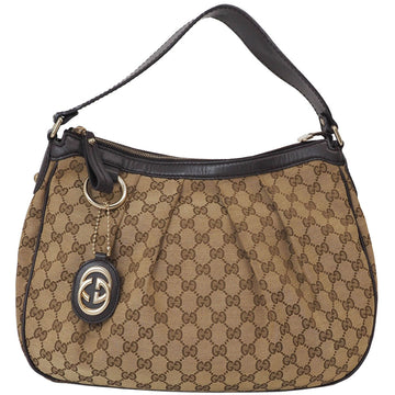 Gucci Gg Canvas Beige Brown Canvas Leather Shoulder Bag