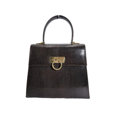 Gancini Convertible Top Handle Bag Lizard Medium