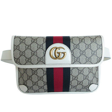 Gucci Beige Brown Off-White Gg Supreme Canvas Leather Fanny Pack
