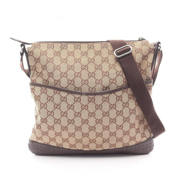 Zip Messenger Bag GG Canvas with Perforated Leather Medium