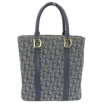 Christian Dior Trotter Navy Trotter Leather Canvas Handbag Tote Bag ()