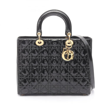 Christian Dior Lady Dior Black  Leather Handbag ()
