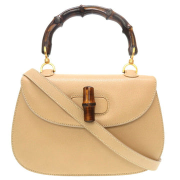 Gucci Beige Bamboo Leather Handbag