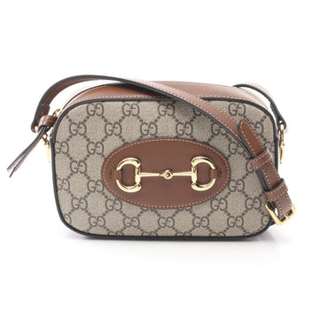 Gucci Beige Brown Coated Canvas Pvc Leather Shoulder Bag
