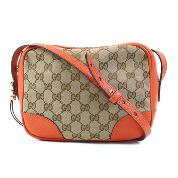 Gucci Brown Orange Canvas Leather Shoulder Bag