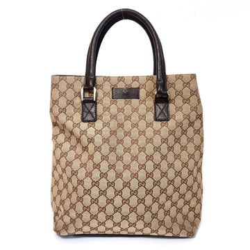 Gucci Beige Brown Canvas Leather Handbag Tote Bag