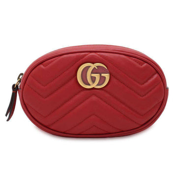 Gucci Gg Marmont Red Color Leather Fanny Pack