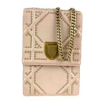 Christian Dior Pink Beige Leather Shoulder Bag ()