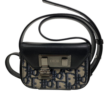 Clasp Lock Messenger Pouch Oblique Canvas and Leather