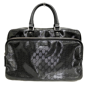 Gucci Gg Imprimé Black Pvc Leather Boston Bag