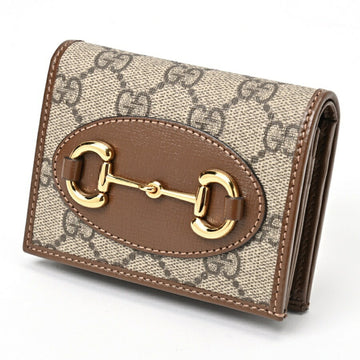 Gucci Gg Supreme Brown Gg Supreme Leather Card Wallet