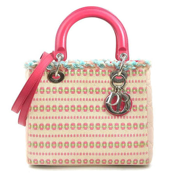 Christian Dior Pink Canvas Leather Handbag Shoulder Bag ()