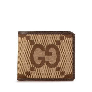 Gucci Beige Brown Canvas Leather Wallet (Bi-Fold)