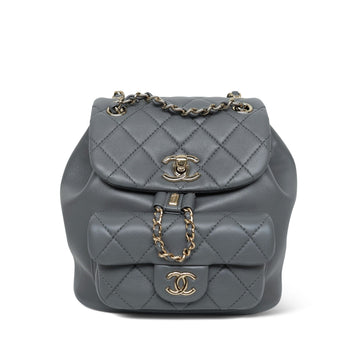 22A Dark Grey leather Quilted Mini Duma Backpack LGHW