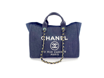 CHANEL DEAUVILLE Denim Blue Marine Tote