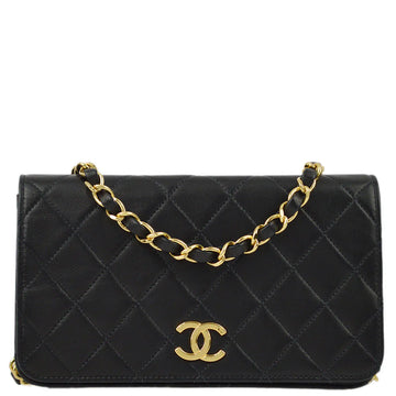Top Quality Chanel Black Leather Pushlock Mini Full Flap Shoulder Bag