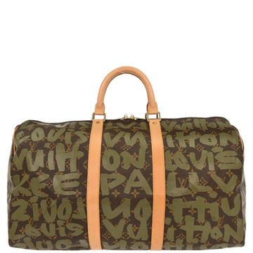 Louis Vuitton Khaki Monogram Graffiti Keepall 50 Duffle Bag M92196