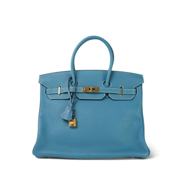 Birkin 35 Bleu Jean Togo  N Square Stamp