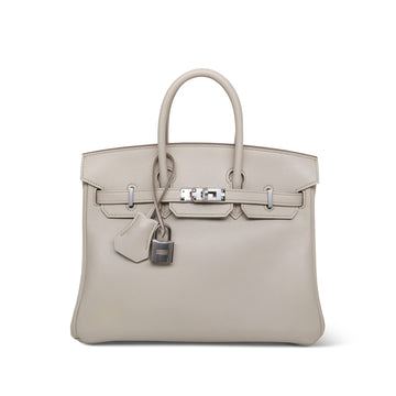 Birkin 25 Beton leather Palladium Plated A Stamp