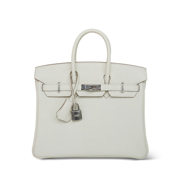 Birkin 25 Mushroom Togo Palladium Plated B Stamp