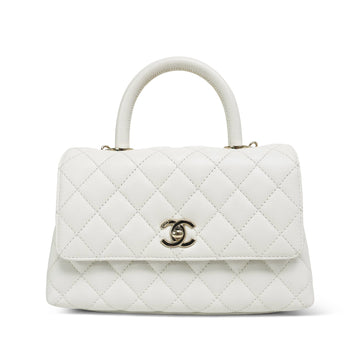 White leather Quilted Small Coco Handle LGHW