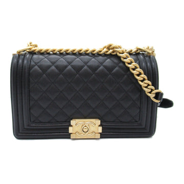 Top Quality Chanel Boy Leather Chain Shoulder Bag Black