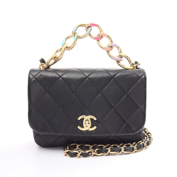 Top Quality Chanel Leather Matelasse Shoulder Bag Black