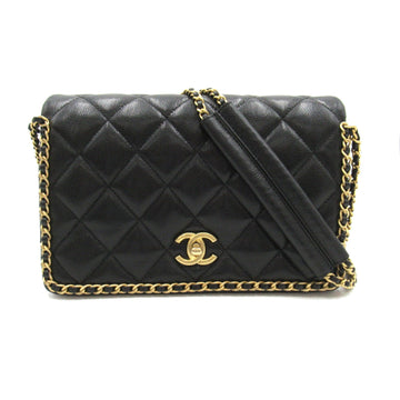 Top Quality Chanel Leather Skin Matelasse Chain Shoulder Bag Black