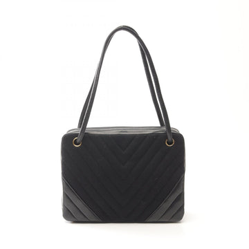 Chanel Chevron V Stitch Lambskin Cotton Jersey Shoulder Bag